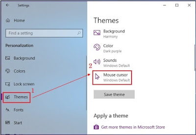 Gambar ilustrasi tampilan settings personalization di windows 10