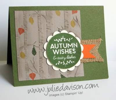 Stampin' Up! Holiday Catalog:  Among the Branches Autumn Wishes Card #stampinup www.juliedavison.com