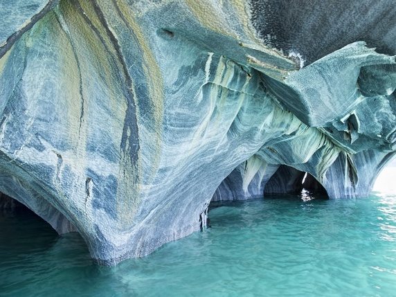 Marble Caves at General Carrera Lake in Argentina and Chile