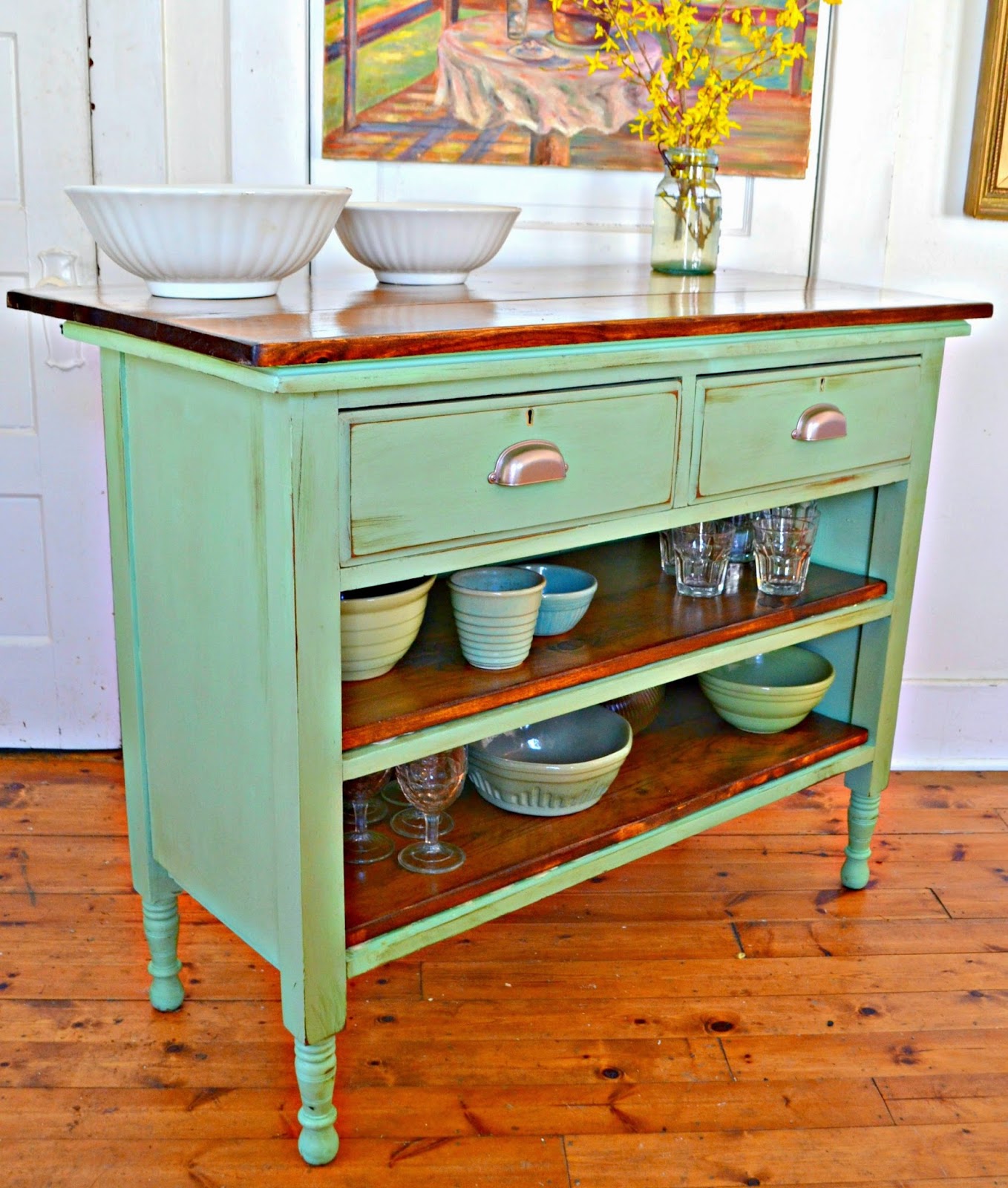 Heir and Space Antique Dresser Turned Kitchen Island