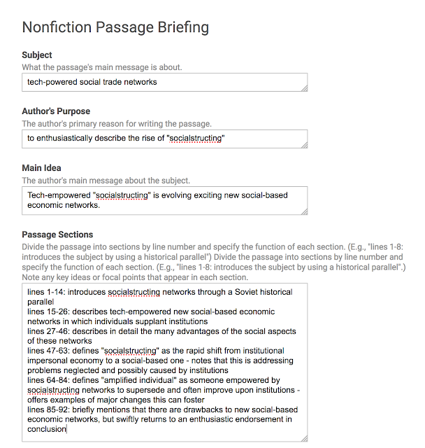 Top SAT Coach Sample Passage Briefing Exercises