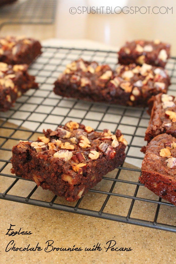 Spusht | Pecan Brownies | Eggless Brownies with Nuts