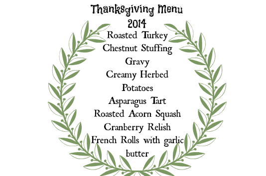 Thanksgiving menu