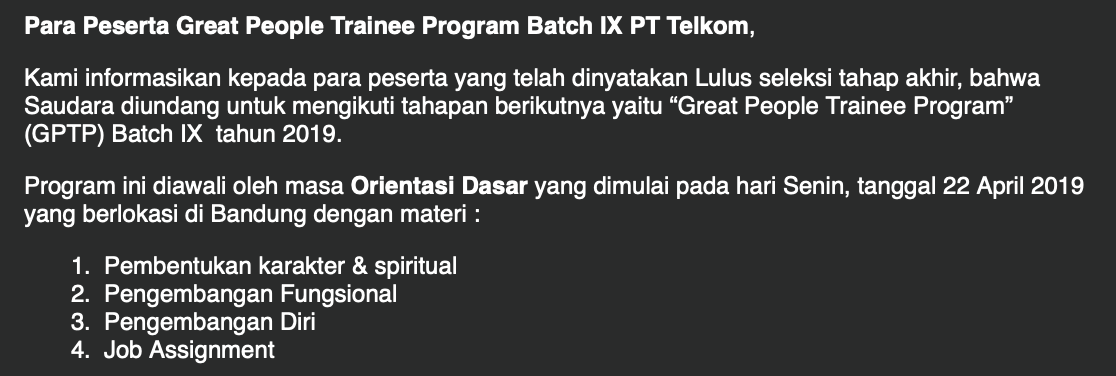 Pengalaman Seleksi Telkom Gptp Batch Ix