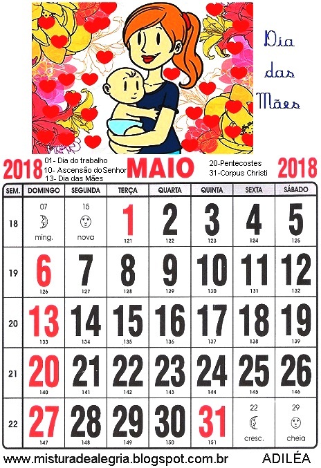 calendrio de 2018 ilustrado
