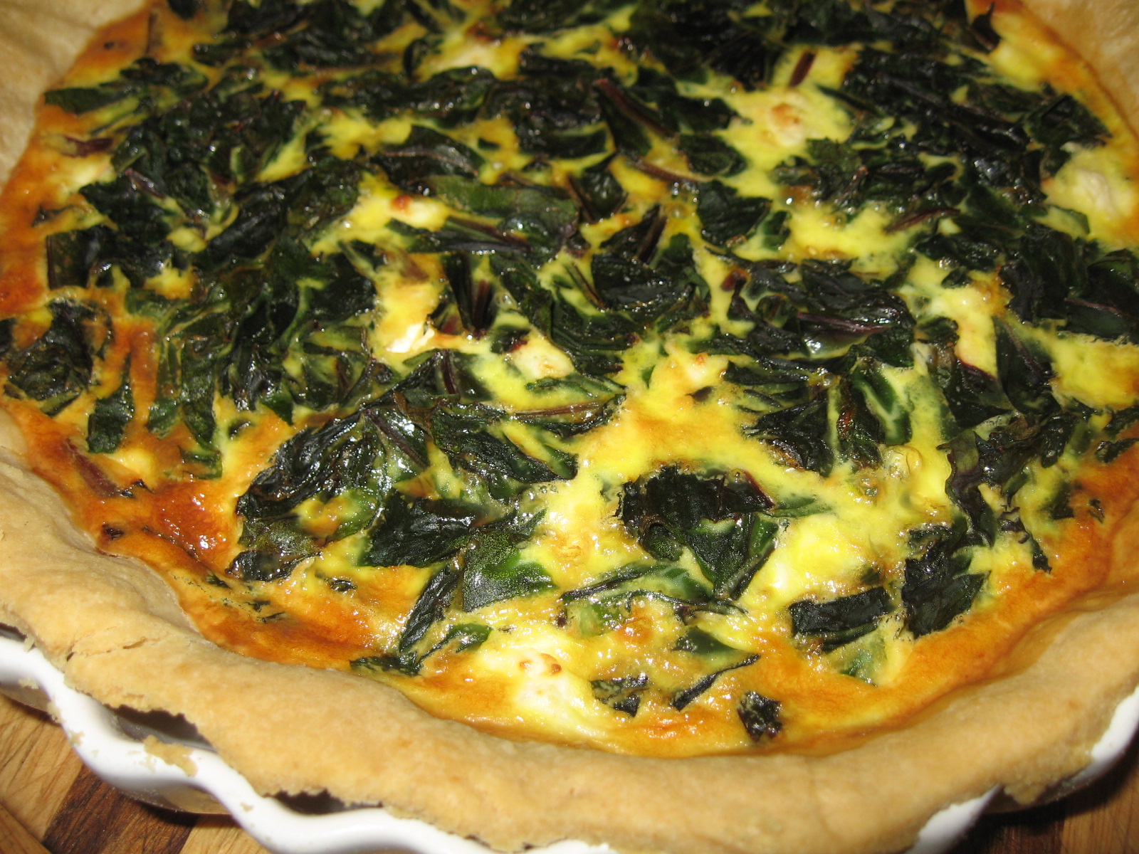 Kate's blog (Reading & Eating) Sep 2nd Quiche with beetroot tops and feta