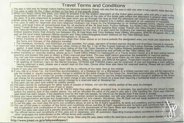written terms and conditions of using the rail pass