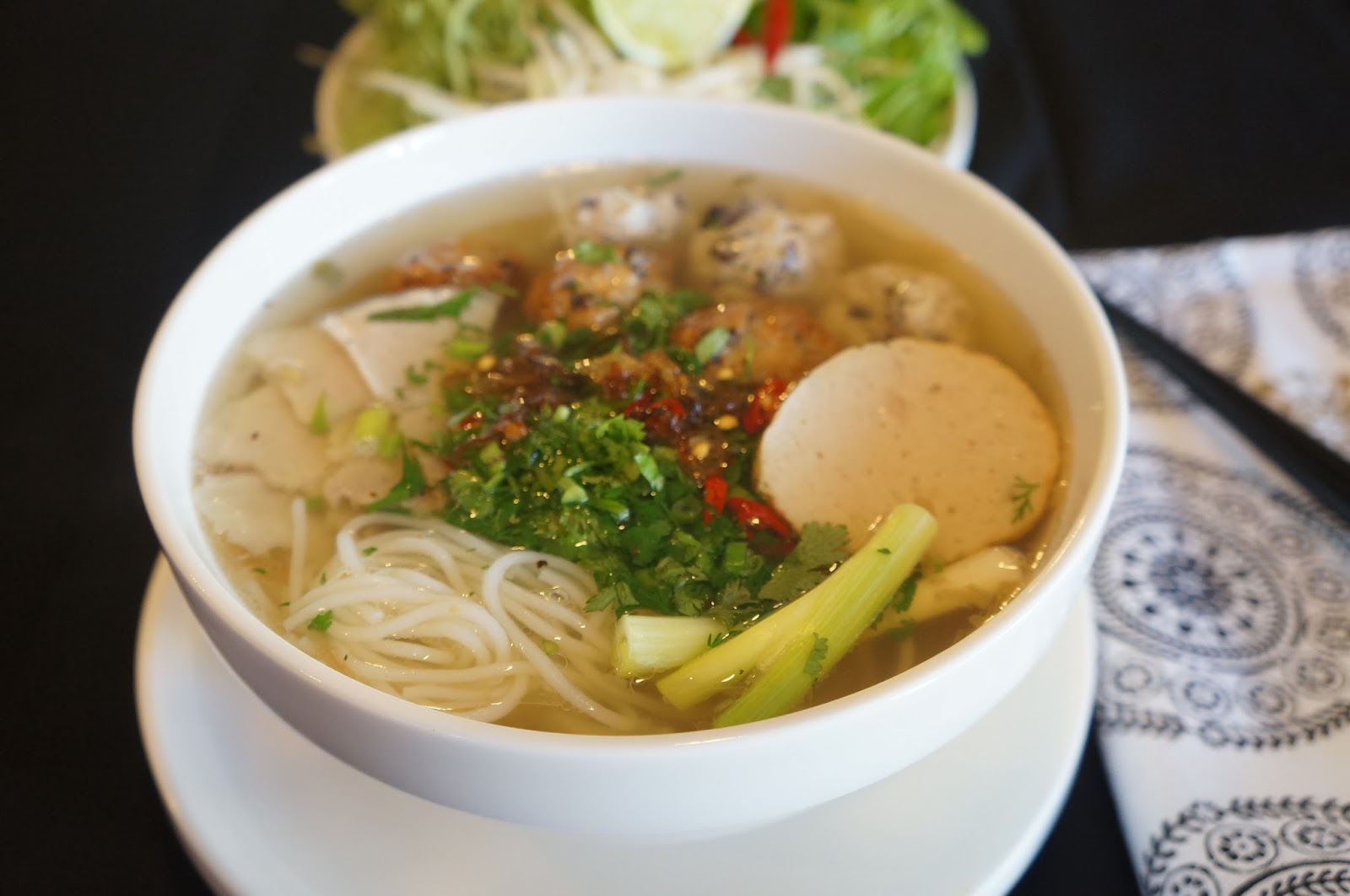 Gourmet by Kat Bun Moc (Vermicelli noodle soup with mushroom meatballs)