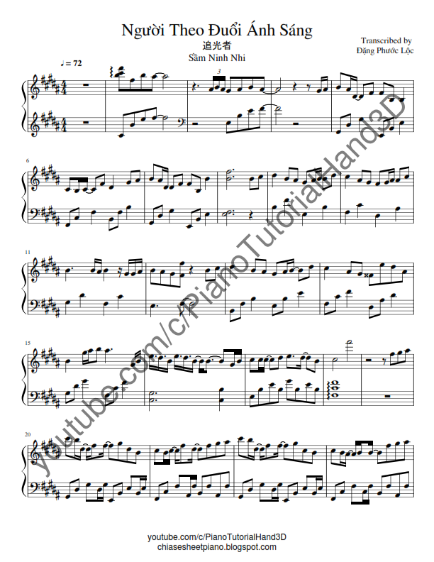 Người Theo đuổi Anh Sang Sầm Ninh Nhi Ost Hạ Chi Chưa Tới Piano Tutorial Sheet