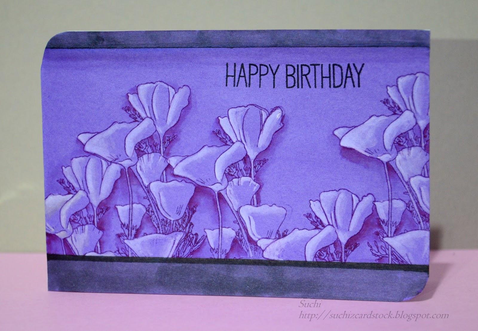 Suchi's CardStock One Layered Purple Card!