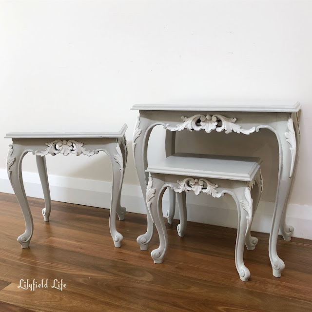 hand painted vintage side tables by Lilyfield life