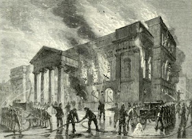 Burning of Covent Garden Theatre in 1856 from Old and New London (1873)