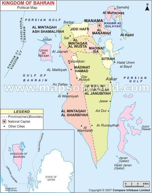 Bahrain Map Regional Political