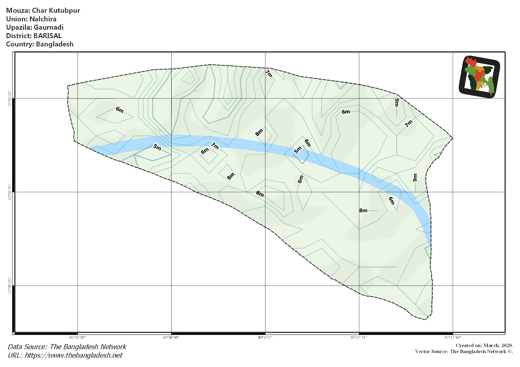 Map of Char Kutubpur Mouza of Gaurnadi Upazila, BARISAL Map of Char Kutubpur Mouza of Gaurnadi Upazila, BARISAL, Bangladesh.