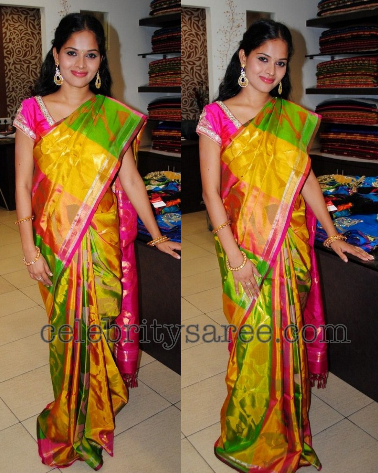 Multi Color Uppada Silk Saree Saree Blouse Patterns
