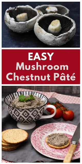 An easy mushroom and chestnut pâté made in minutes and blended until smooth. Serve with oatcakes, use as a sandwich filler or top veggie burgers with this delicious veggie pâté. #veganpate #mushroompate #vegetarianpate #mushroomspread #veganChristmas #vegetarianChristmas #Christmasrecipe #mushrooms #chestnuts