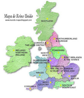 Mapa de Reino Unido Geografi Político