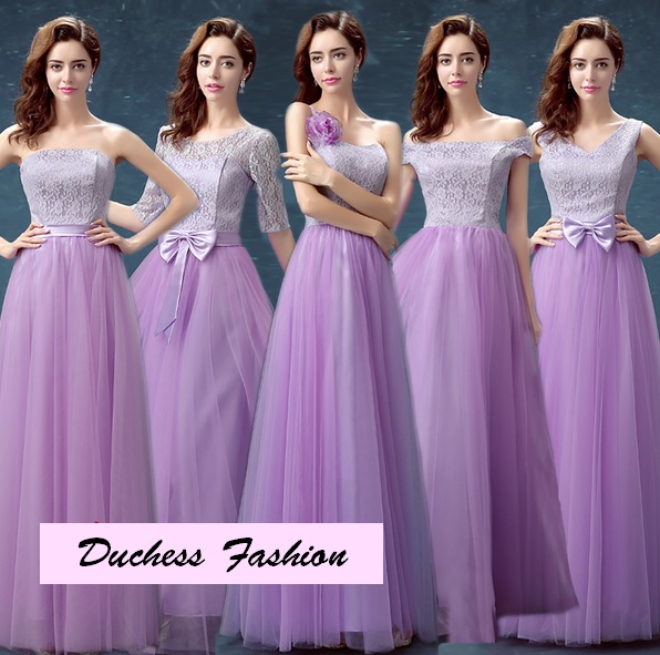 5-Design Light Lilac Top Tutu Lace Bridesmaids Maxi Dress