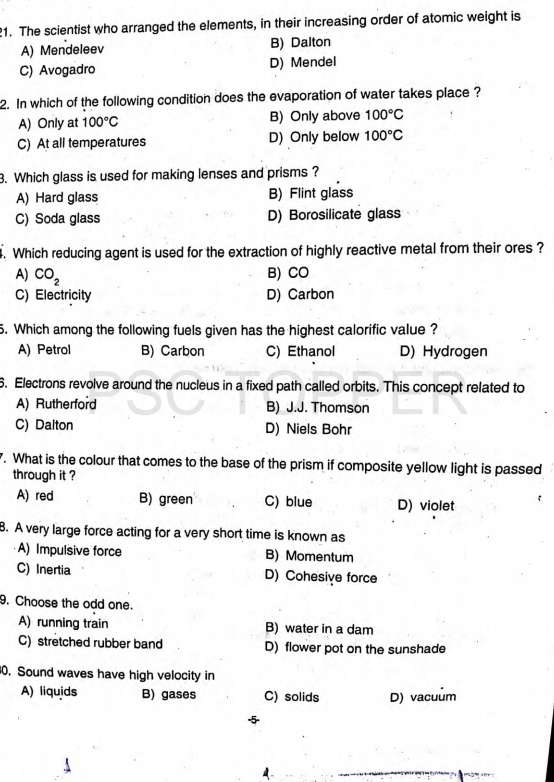 LAB ASSISTANT (Medical Education Service) Question Paper with Answer