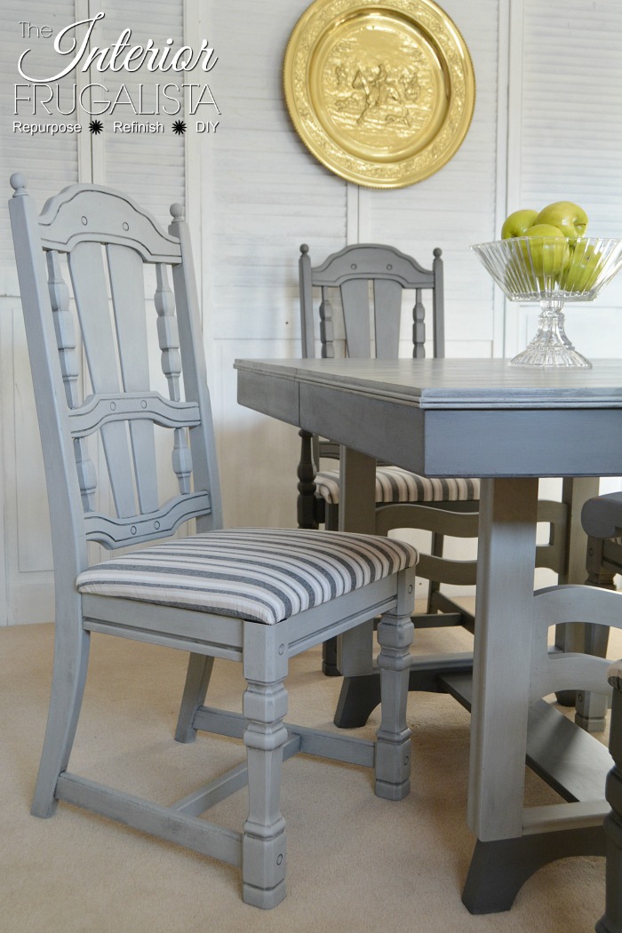 Painted Dining Room Set Dry Brushed Two Tone Gray Interior Frugalista