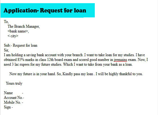application for taking loan from bank