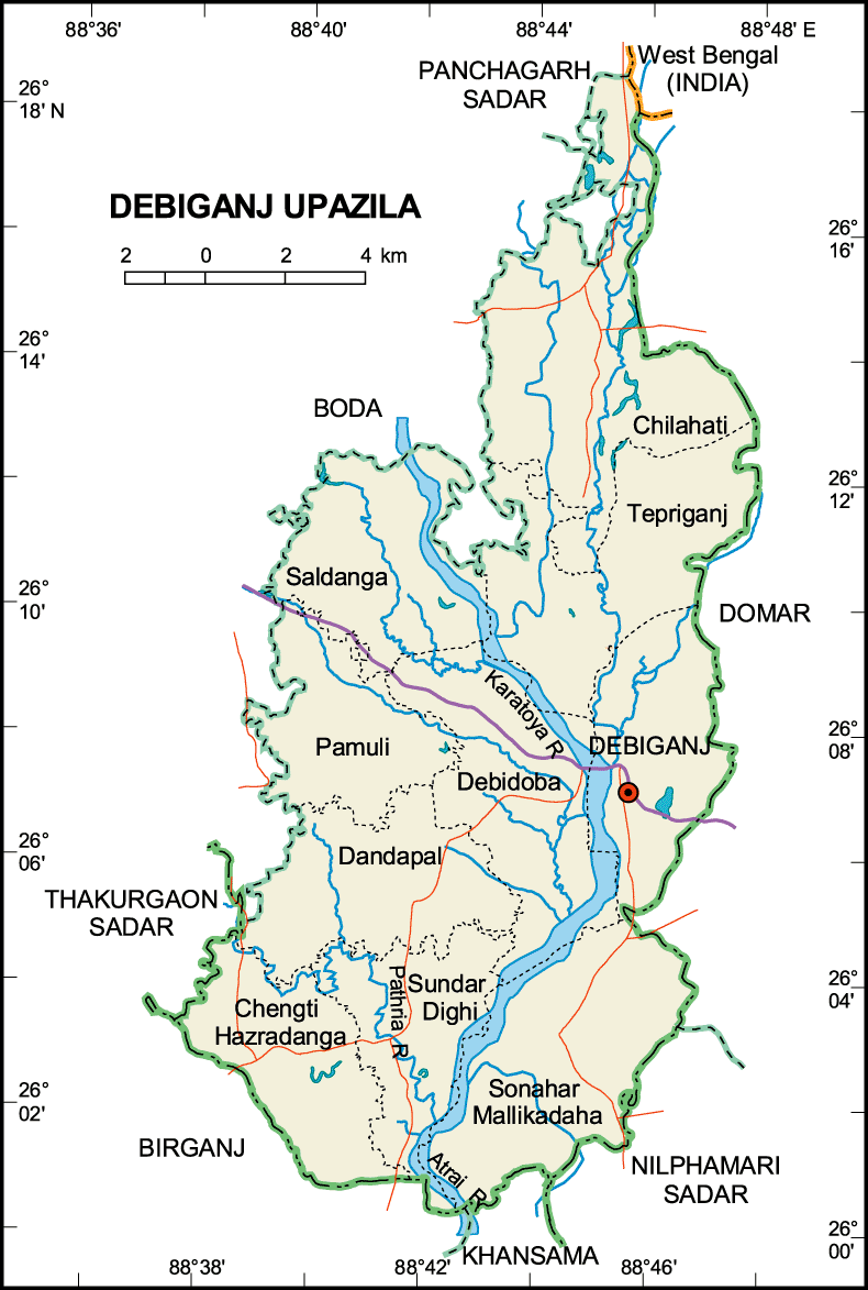 Debiganj Upazila Map Panchagarh District Bangladesh