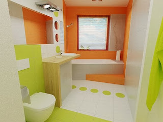 разноцветная ванная комната