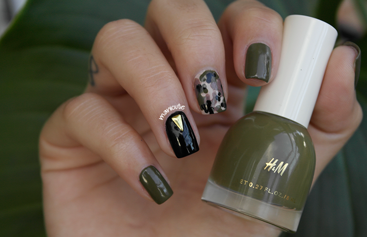 military nails H&M olive green