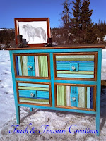 Turquoise and Wood - Dresser Makeover By Trash & Treasure Creations - Featured on Furniture Flippin' - www.FurnitureFlippin.com