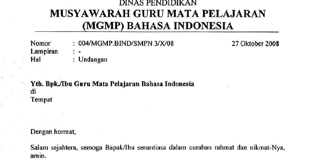 Contoh Surat Undangan Resmi Makan Malam - Contoh Surat