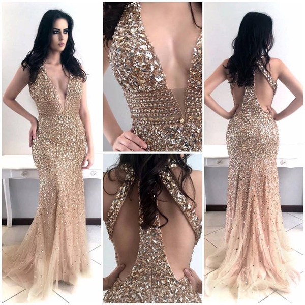 vestido para formatura dourado