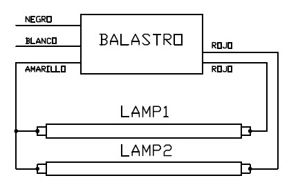 Conexion de balastro de lampara fluorescente