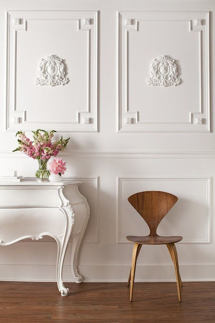 Interiors- Decor - Parisian Inspired Office - style me pretty -moldings