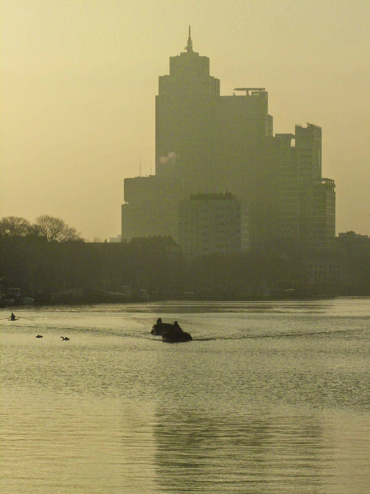 highrises at the river Amstel