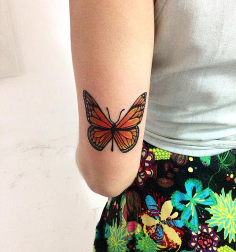 Laranja Pequena Tatuagem De Borboleta