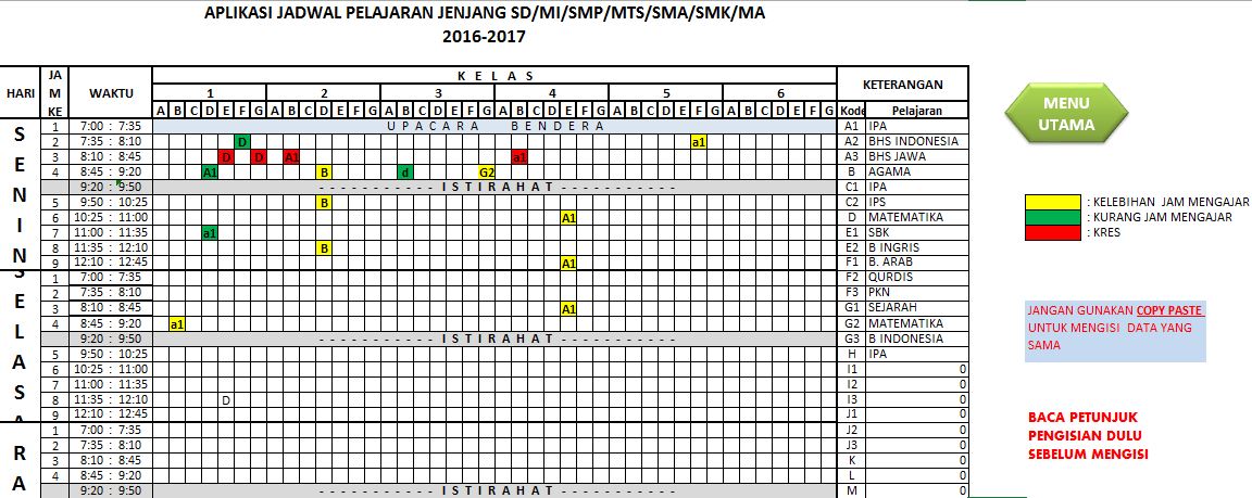 Aplikasi Jadwal Pelajaran Anti Bentrok 2016/2017 Berbagi
