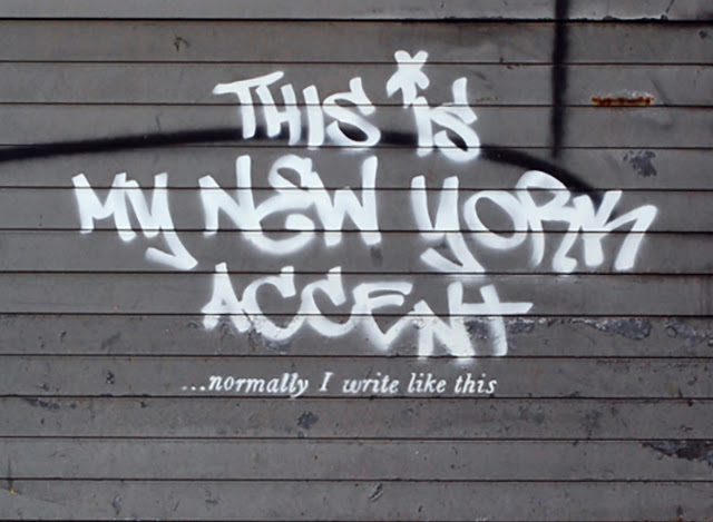 Banksy "This Is My New York Accent" New Street Art Piece For "Better Out Than In" Project In New York City. 2
