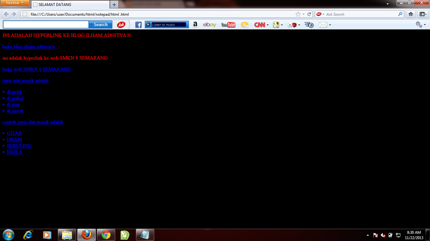 BELAJAR HTML MEMBUAT HYPERLINK 1 DENGAN NOTEPAD KOMPUTER LINE