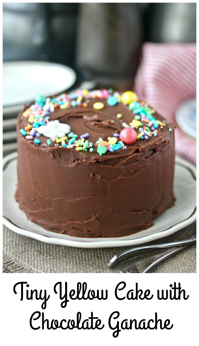 Tiny Yellow Cake with Strawberry Jam and Chocolate Ganache Karen's