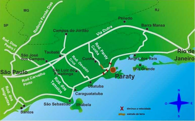 Mapa de acessos a Parati