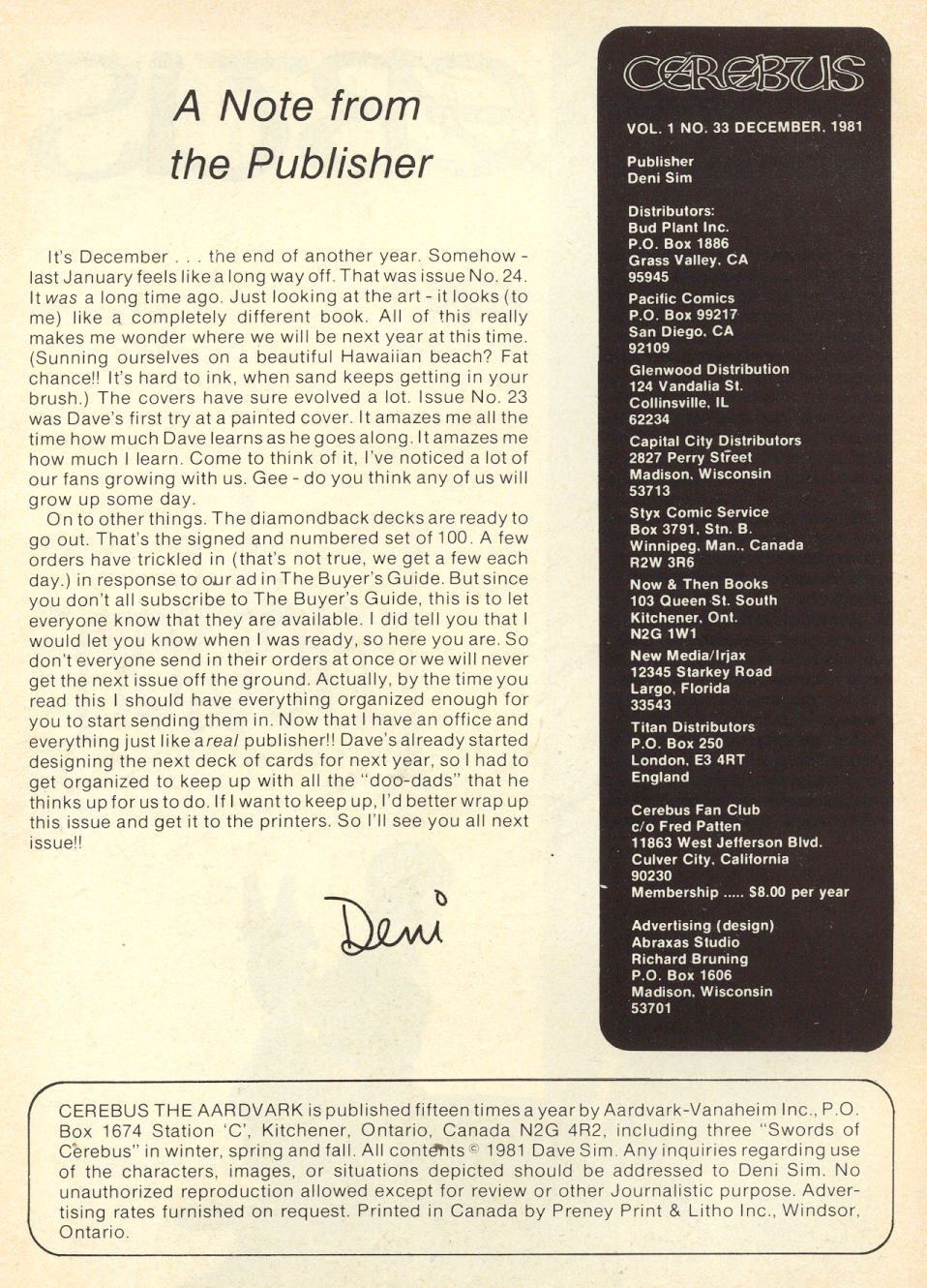 Read online Cerebus comic -  Issue #33 - 3