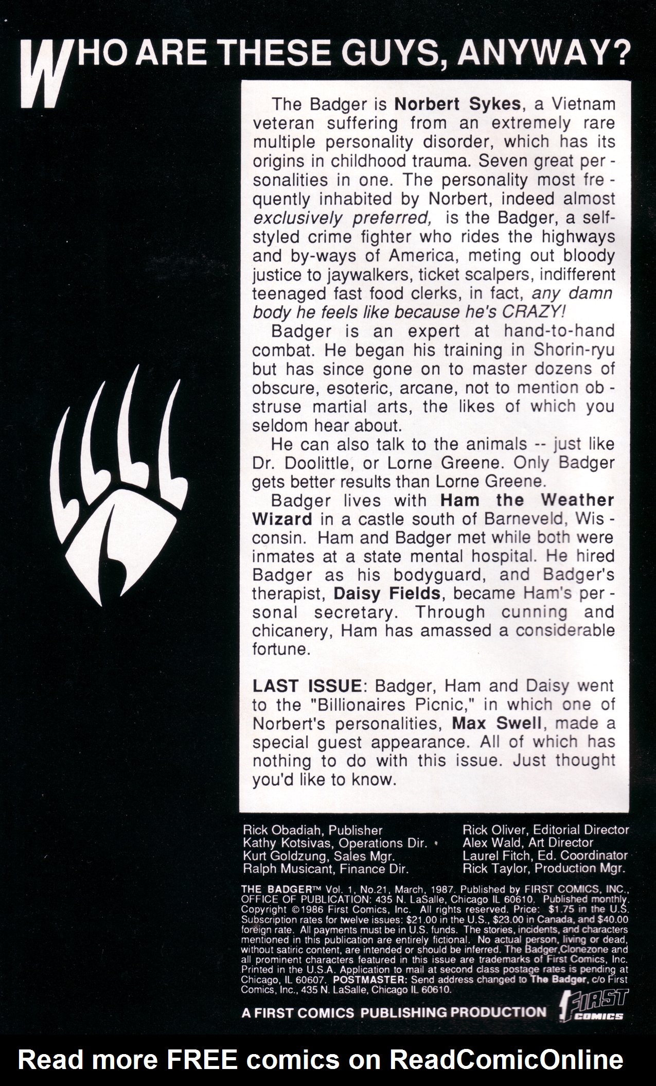 Read online The Badger comic -  Issue #21 - 2