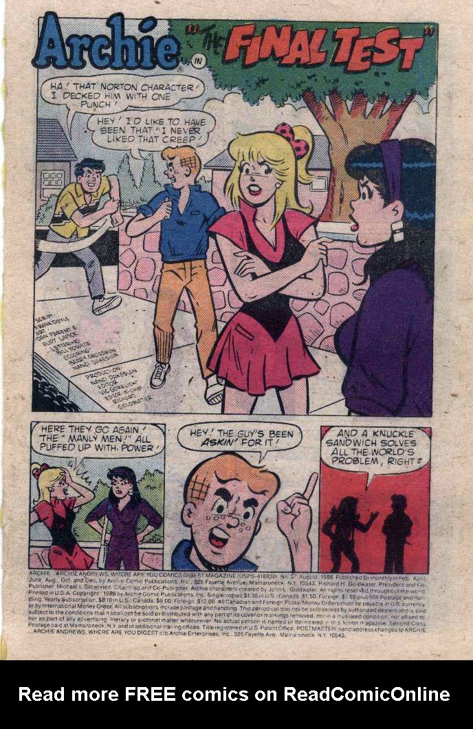Read online Archie...Archie Andrews, Where Are You? Digest Magazine comic -  Issue #57 - 2