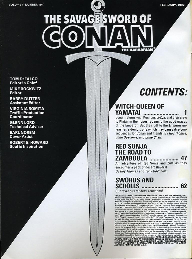 The Savage Sword Of Conan issue 194 - Page 2