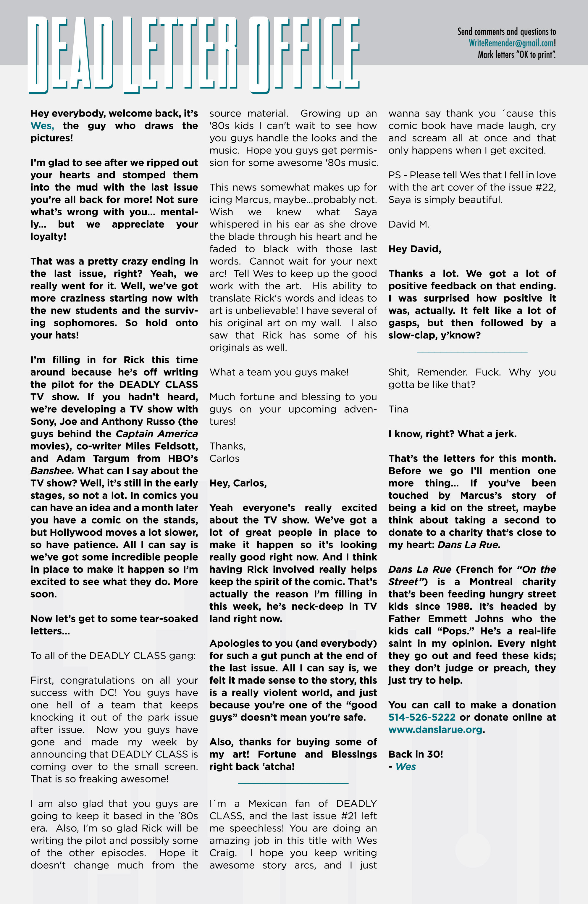Read online Deadly Class comic -  Issue #22 - 24