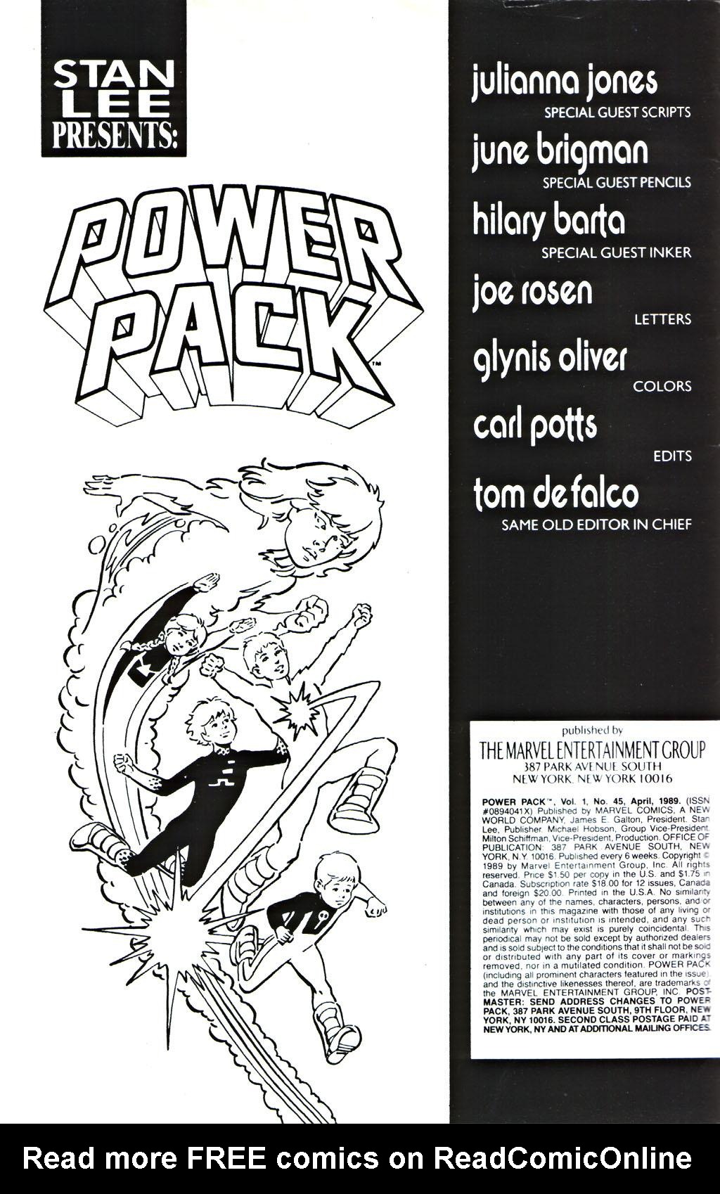 Read online Power Pack (1984) comic -  Issue #45 - 2