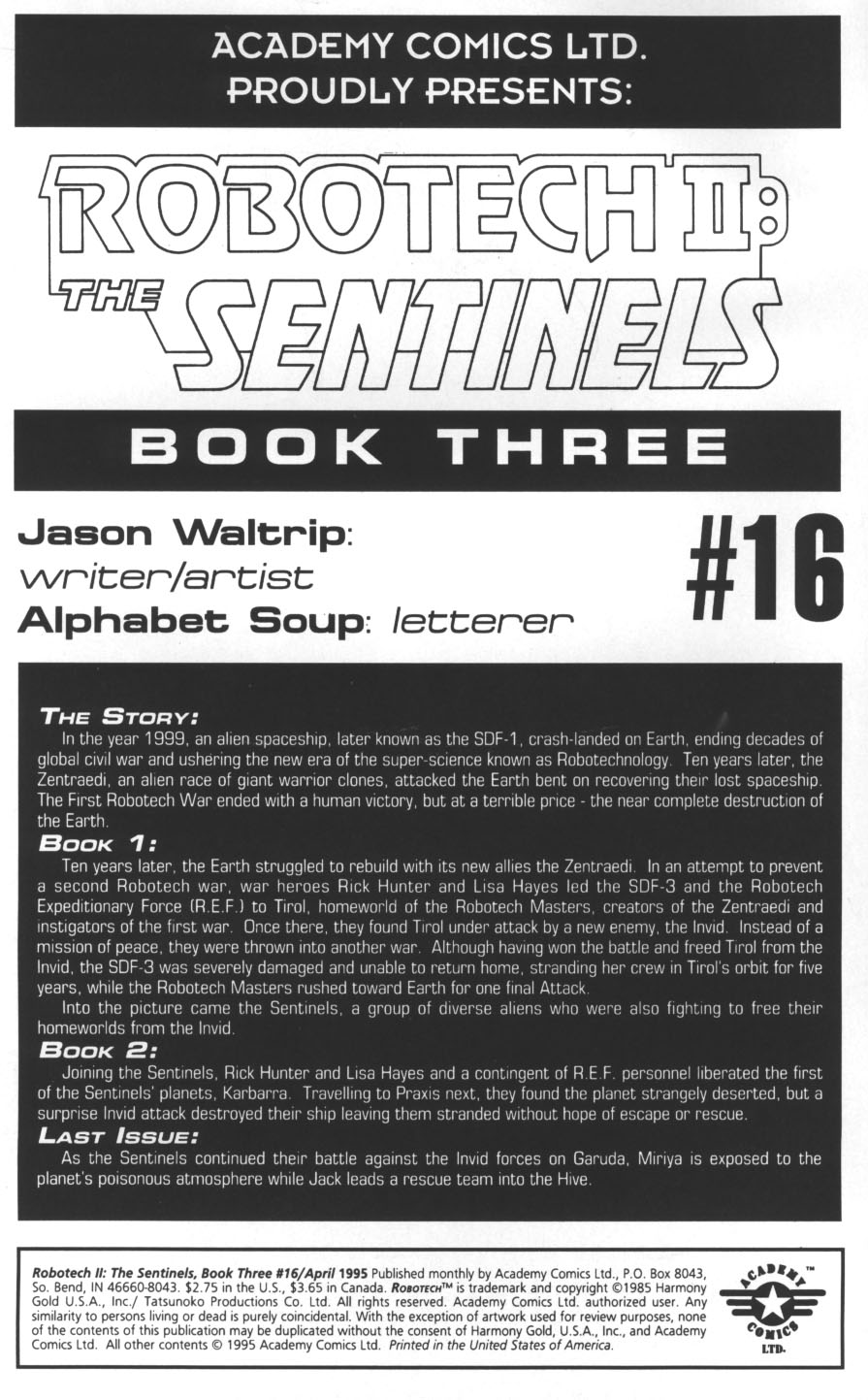 Read online Robotech II: The Sentinels comic -  Issue #16 - 2