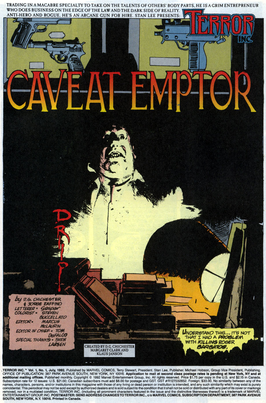 Read online Terror Inc. (1992) comic -  Issue #1 - 2