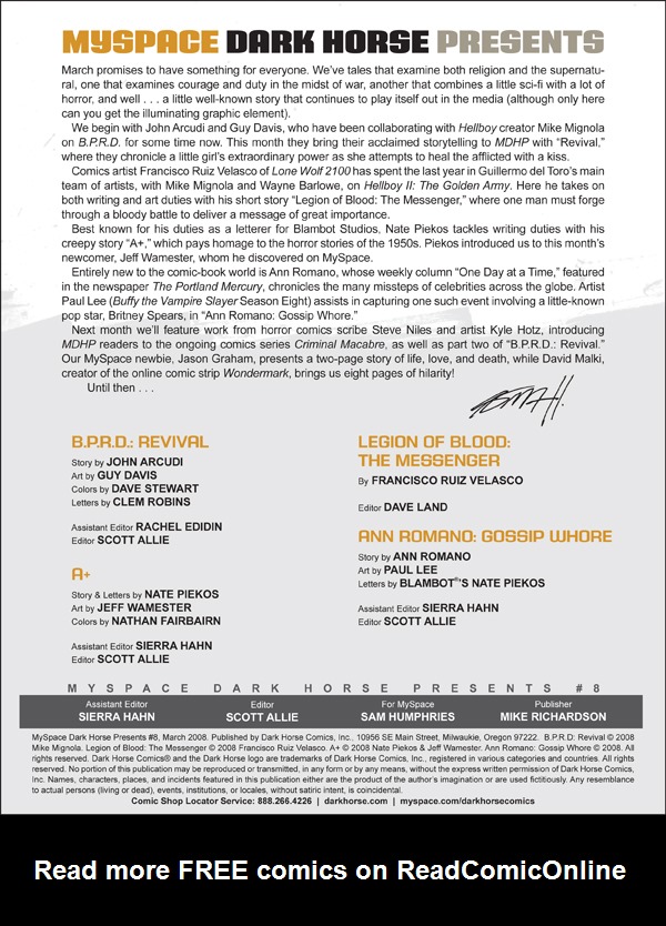 Read online MySpace Dark Horse Presents comic -  Issue #8 - 1