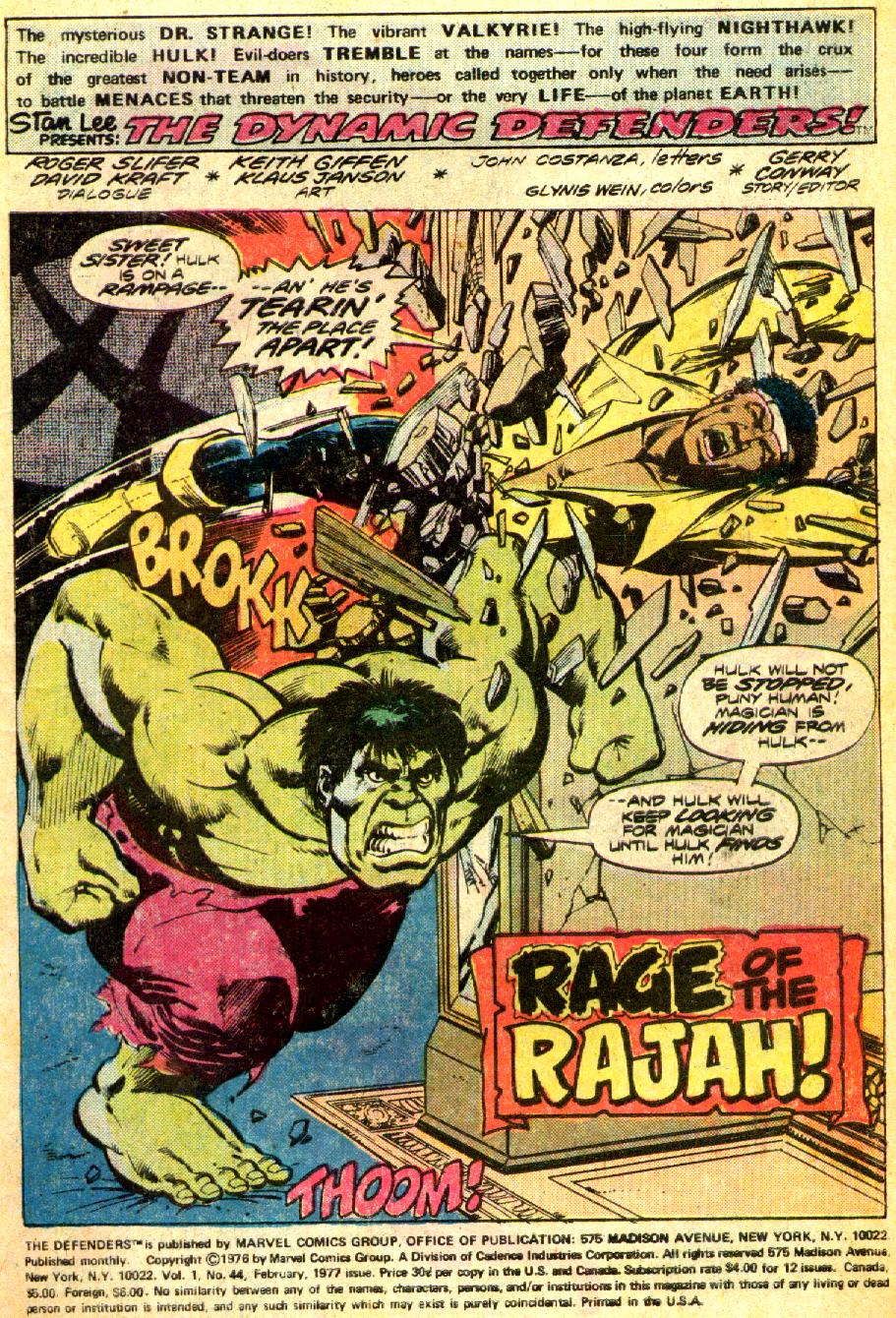 Read online The Defenders (1972) comic -  Issue #44 - 2